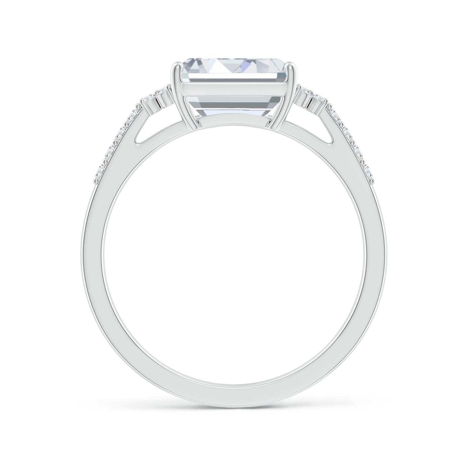 8x6mm FGVS Lab-Grown East-West Emerald-Cut Diamond Side Stone Engagement Ring in White Gold - side 3