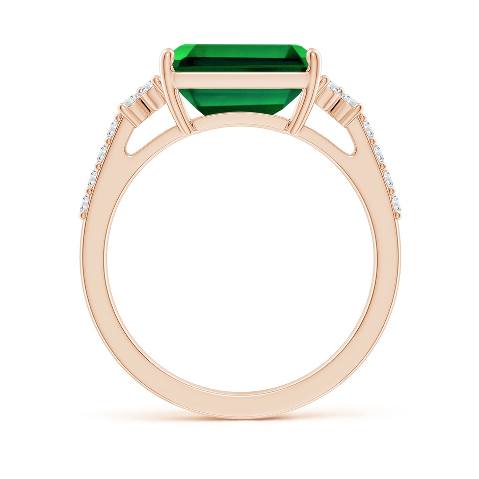 10x8mm Labgrown Lab-Grown East-West Emerald-Cut Emerald Side Stone Engagement Ring in 18K Rose Gold side 199