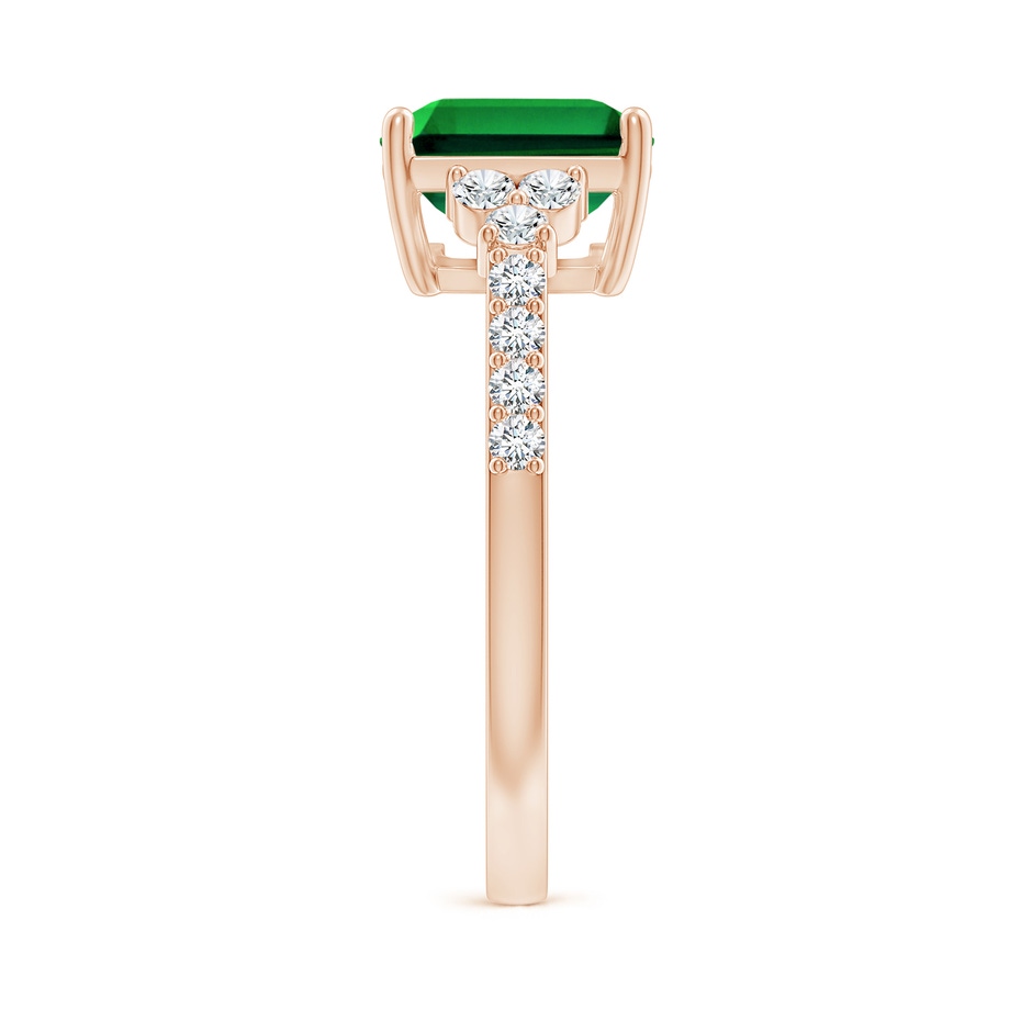 10x8mm Labgrown Lab-Grown East-West Emerald-Cut Emerald Side Stone Engagement Ring in 18K Rose Gold side 299