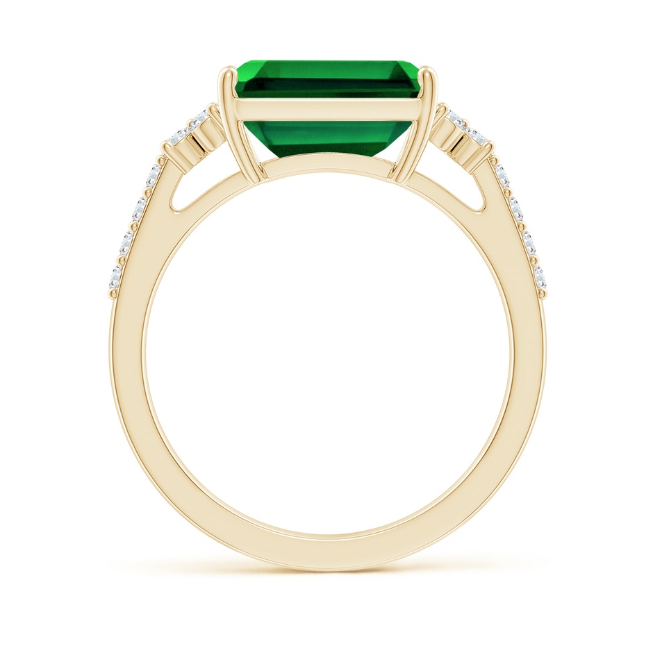 10x8mm Labgrown Lab-Grown East-West Emerald-Cut Emerald Side Stone Engagement Ring in 18K Yellow Gold side 199