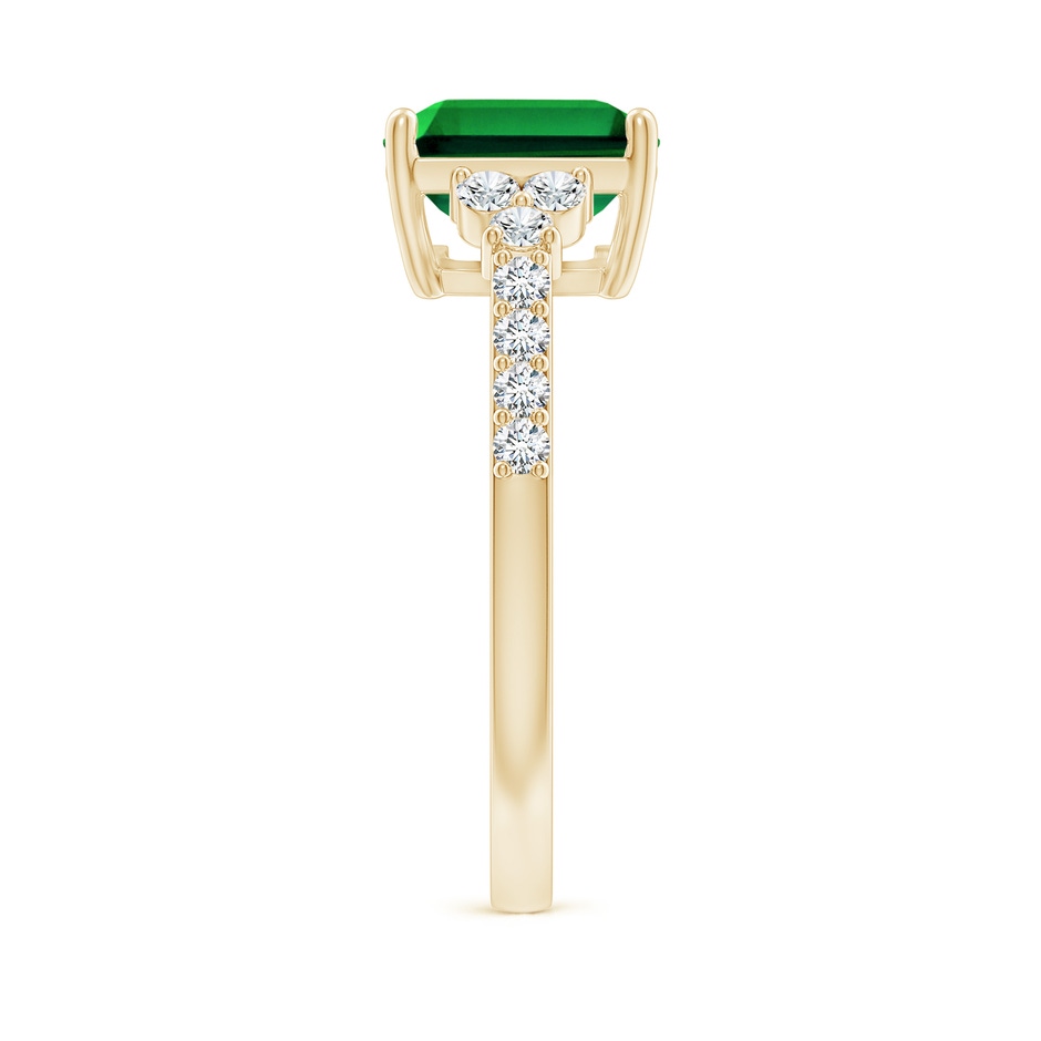 10x8mm Labgrown Lab-Grown East-West Emerald-Cut Emerald Side Stone Engagement Ring in 18K Yellow Gold side 299