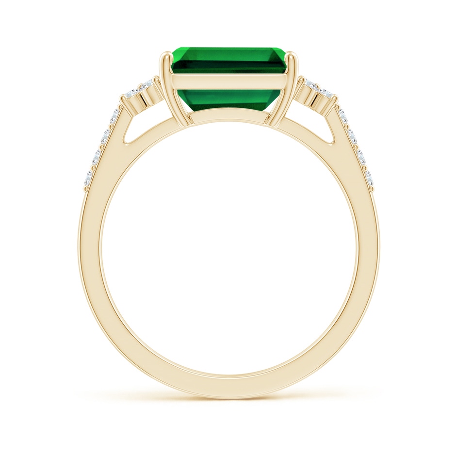9x7mm Labgrown Lab-Grown East-West Emerald-Cut Emerald Side Stone Engagement Ring in Yellow Gold side 199