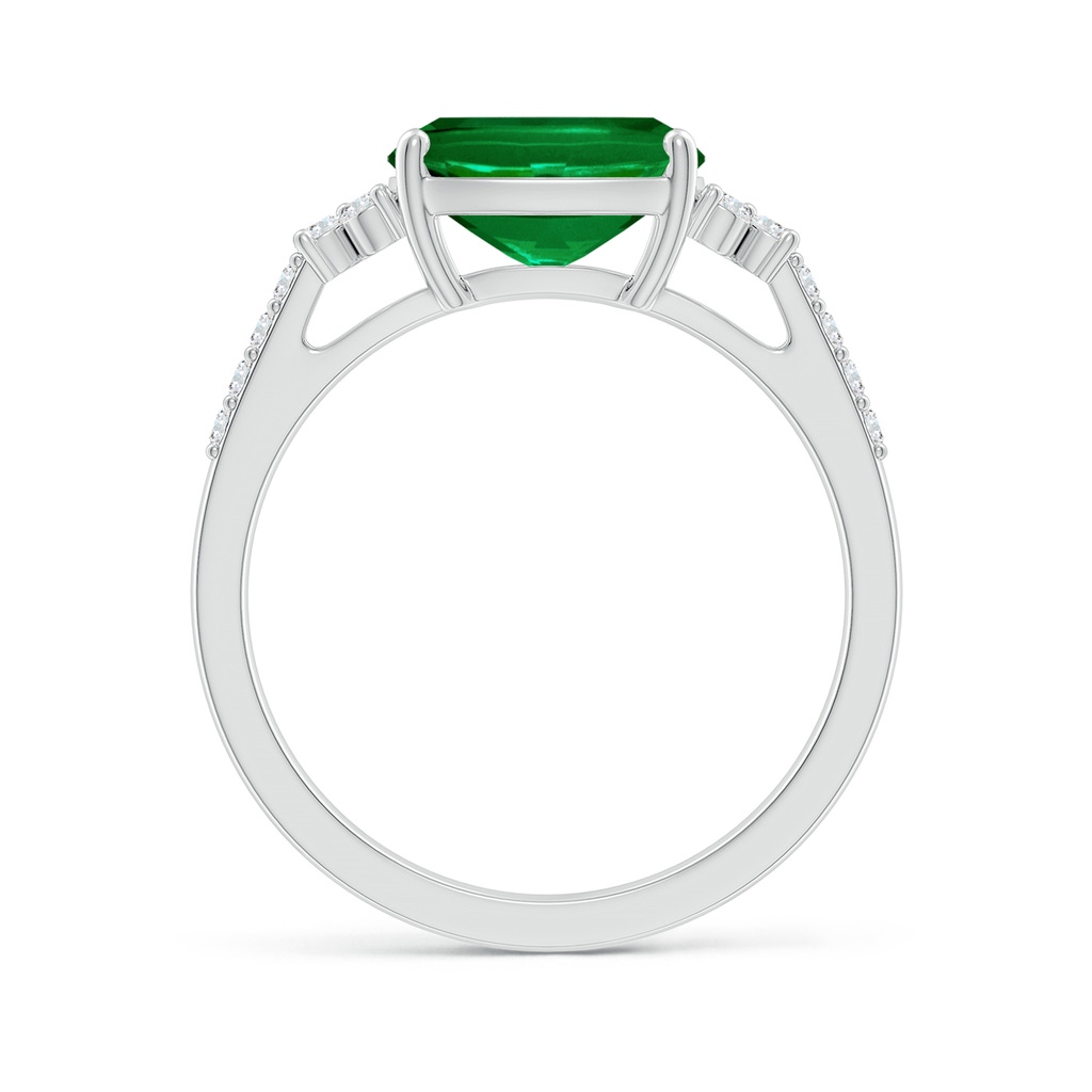 9x7mm Labgrown Lab-Grown East-West Cushion Rectangular Emerald Side Stone Engagement Ring in White Gold Side 199