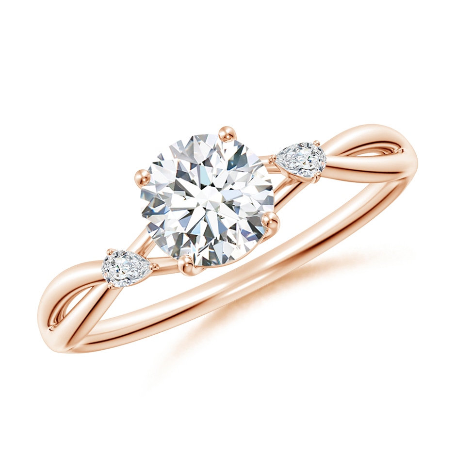 5.9mm FGVS Lab-Grown Nature Inspired Round Diamond Side Stone Engagement Ring in Rose Gold 