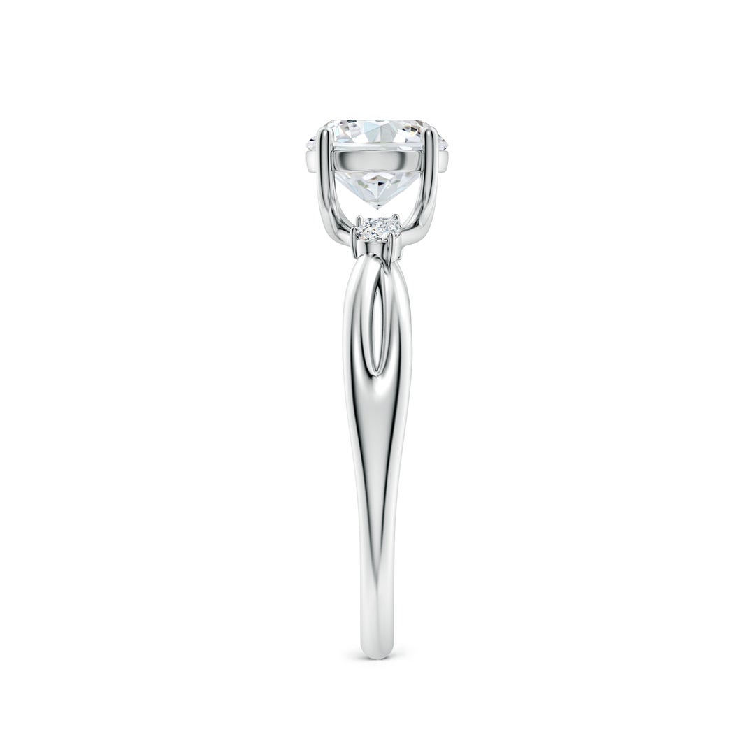 6.4mm FGVS Lab-Grown Nature Inspired Round Diamond Side Stone Engagement Ring in 18K White Gold - side 4