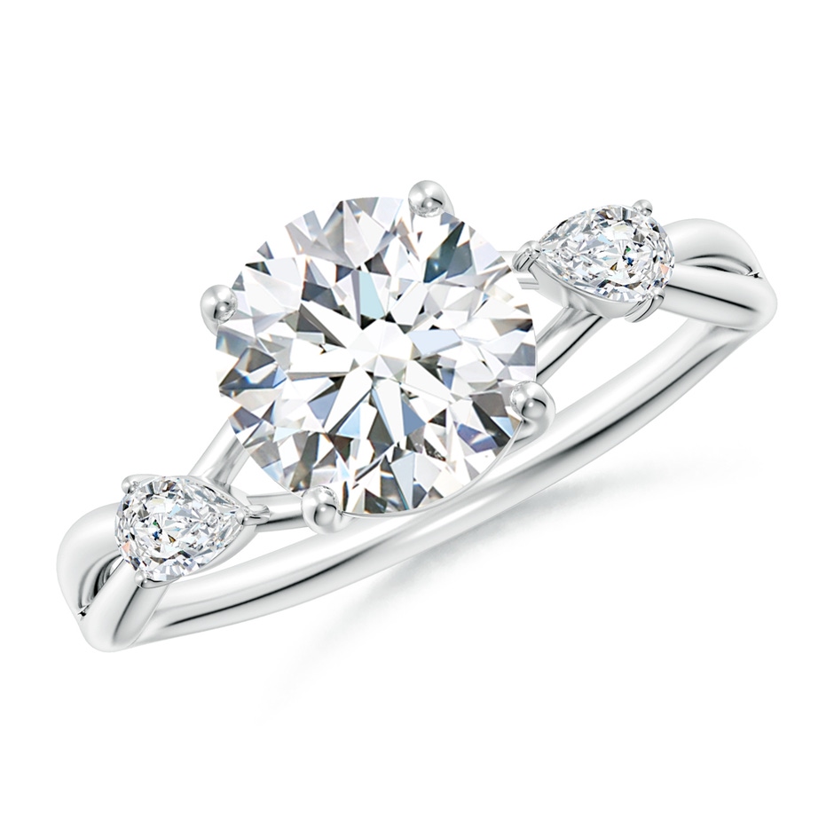 8mm FGVS Lab-Grown Nature Inspired Round Diamond Side Stone Engagement Ring in White Gold 