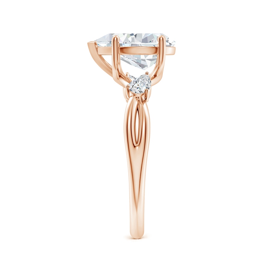 10x8mm FGVS Lab-Grown Nature Inspired Pear Diamond Side Stone Engagement Ring in Rose Gold side 299