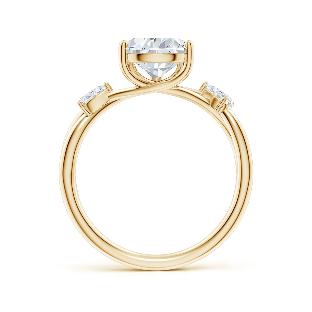 10x8mm FGVS Lab-Grown Nature Inspired Pear Diamond Side Stone Engagement Ring in Yellow Gold - side 199