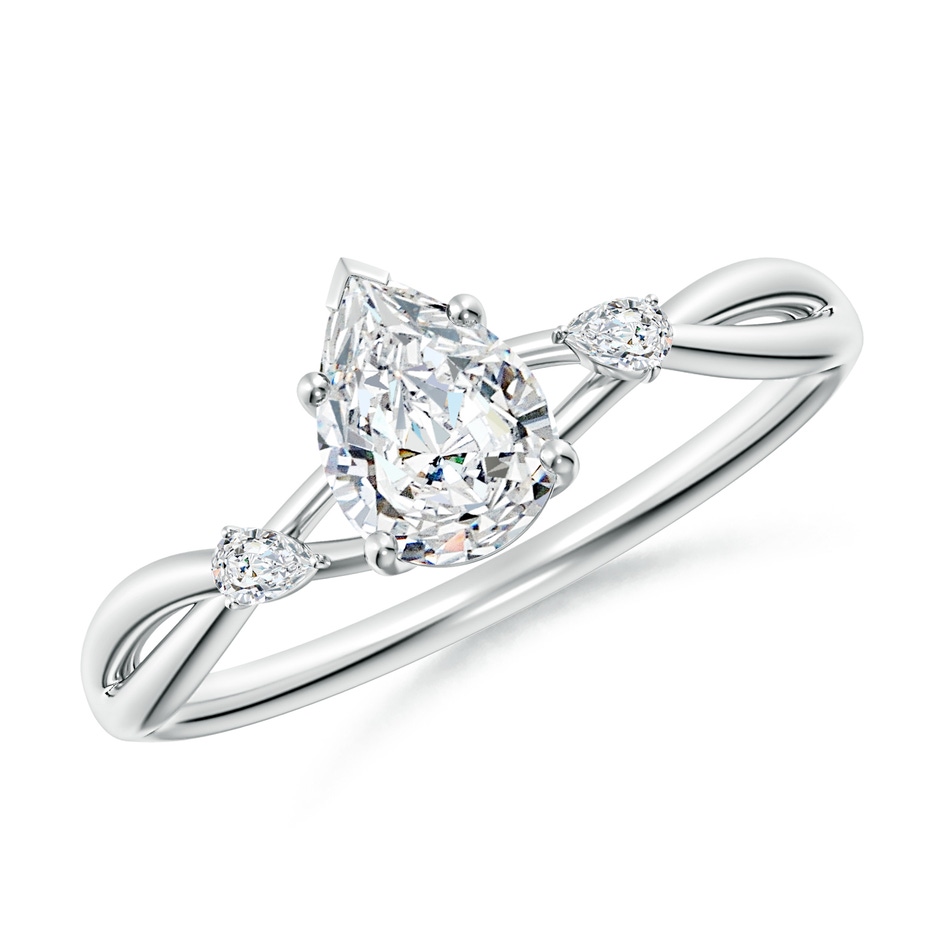 7x5mm FGVS Lab-Grown Nature Inspired Pear Diamond Side Stone Engagement Ring in P950 Platinum 