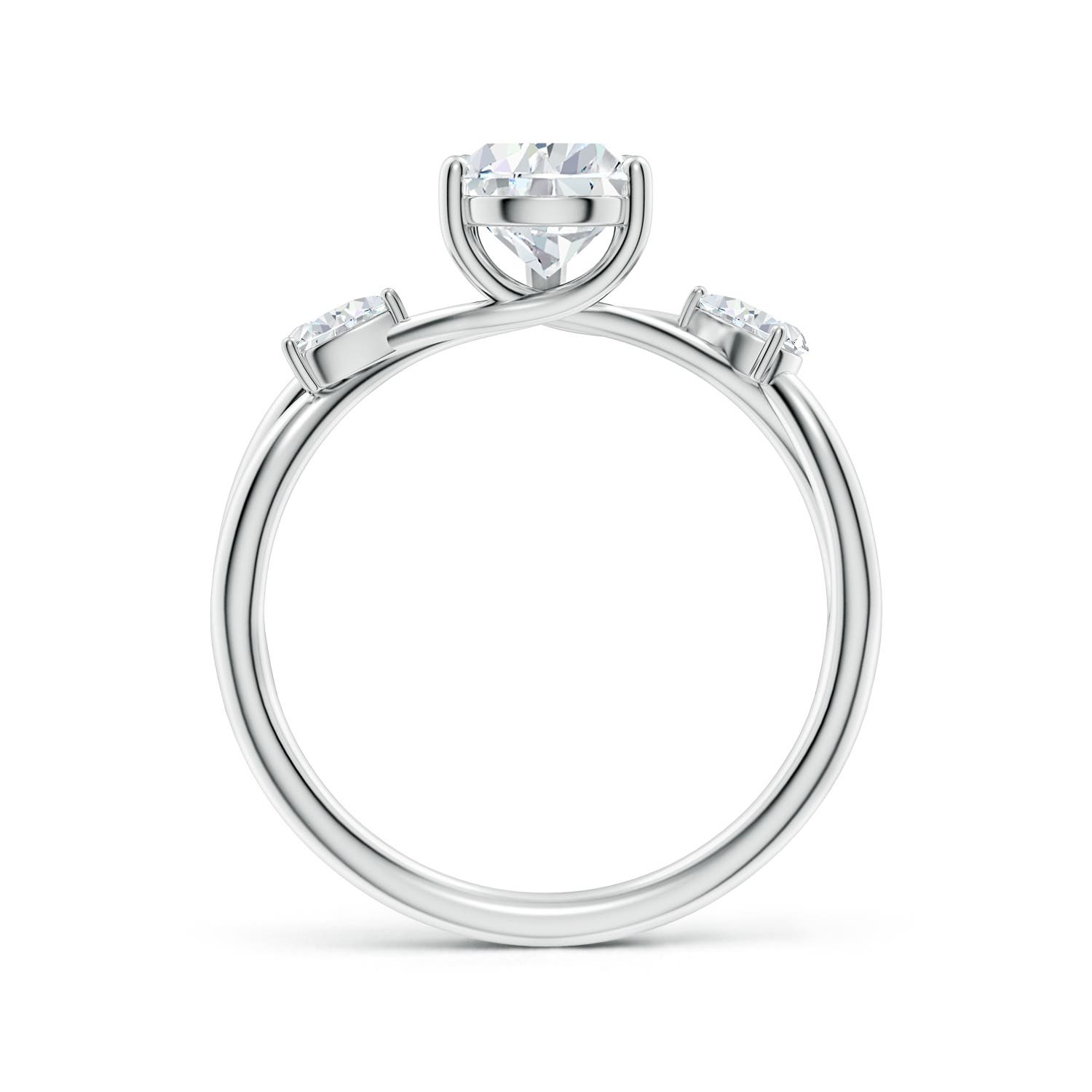 9.5x6mm FGVS Lab-Grown Nature Inspired Pear Diamond Side Stone Engagement Ring in White Gold - side 3