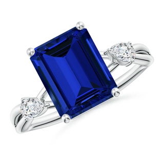 Emerald Cut Lab-Grown Lab Grown Blue Sapphire