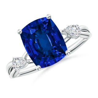 Cushion Rectangular Lab-Grown Lab Grown Blue Sapphire