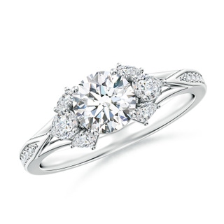 5.9mm FGVS Lab-Grown Round Diamond Engagement Ring with Pear Accents in White Gold