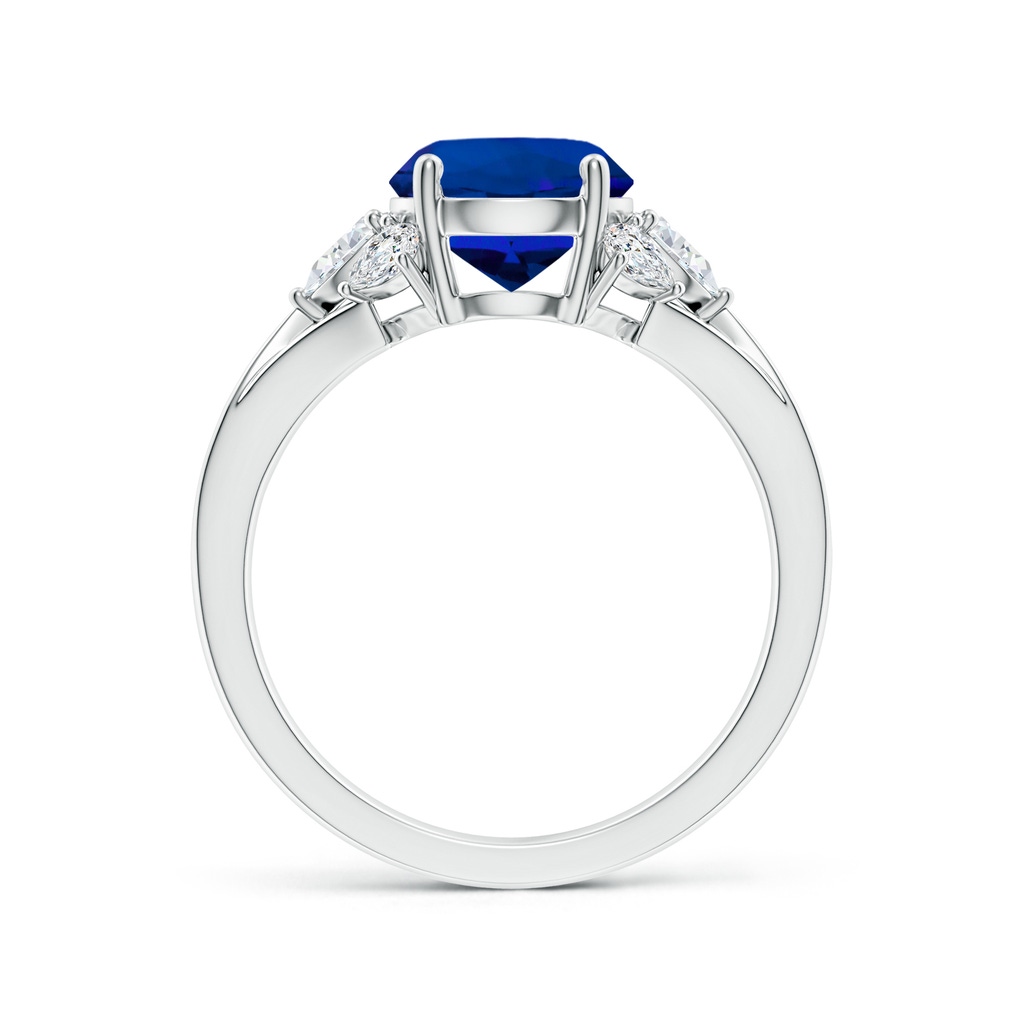 8mm Labgrown Lab-Grown Round Blue Sapphire Engagement Ring with Lab Pear Diamonds in White Gold Side 199