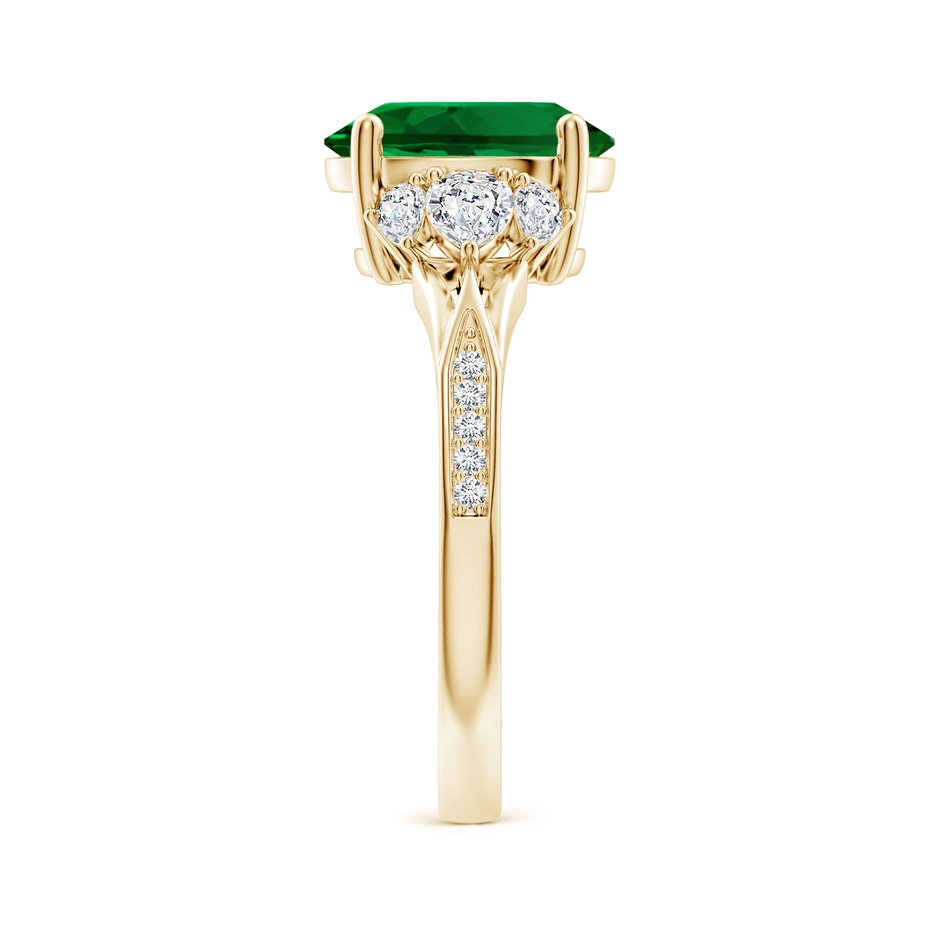 10x8mm Labgrown Lab-Grown Oval Emerald Engagement Ring with Lab Pear Diamonds in 18K Yellow Gold side 299