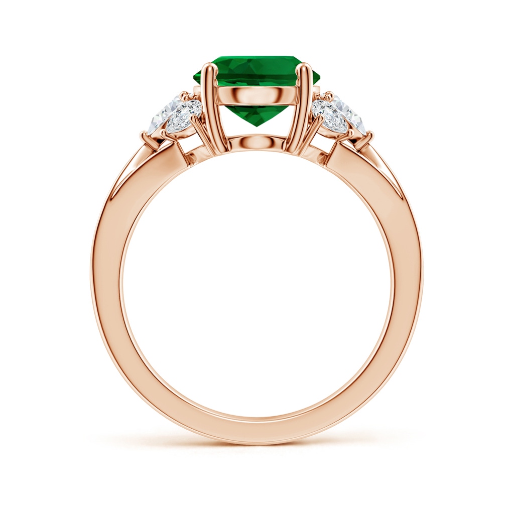 10x8mm Labgrown Lab-Grown Oval Emerald Engagement Ring with Lab Pear Diamonds in Rose Gold - side 199