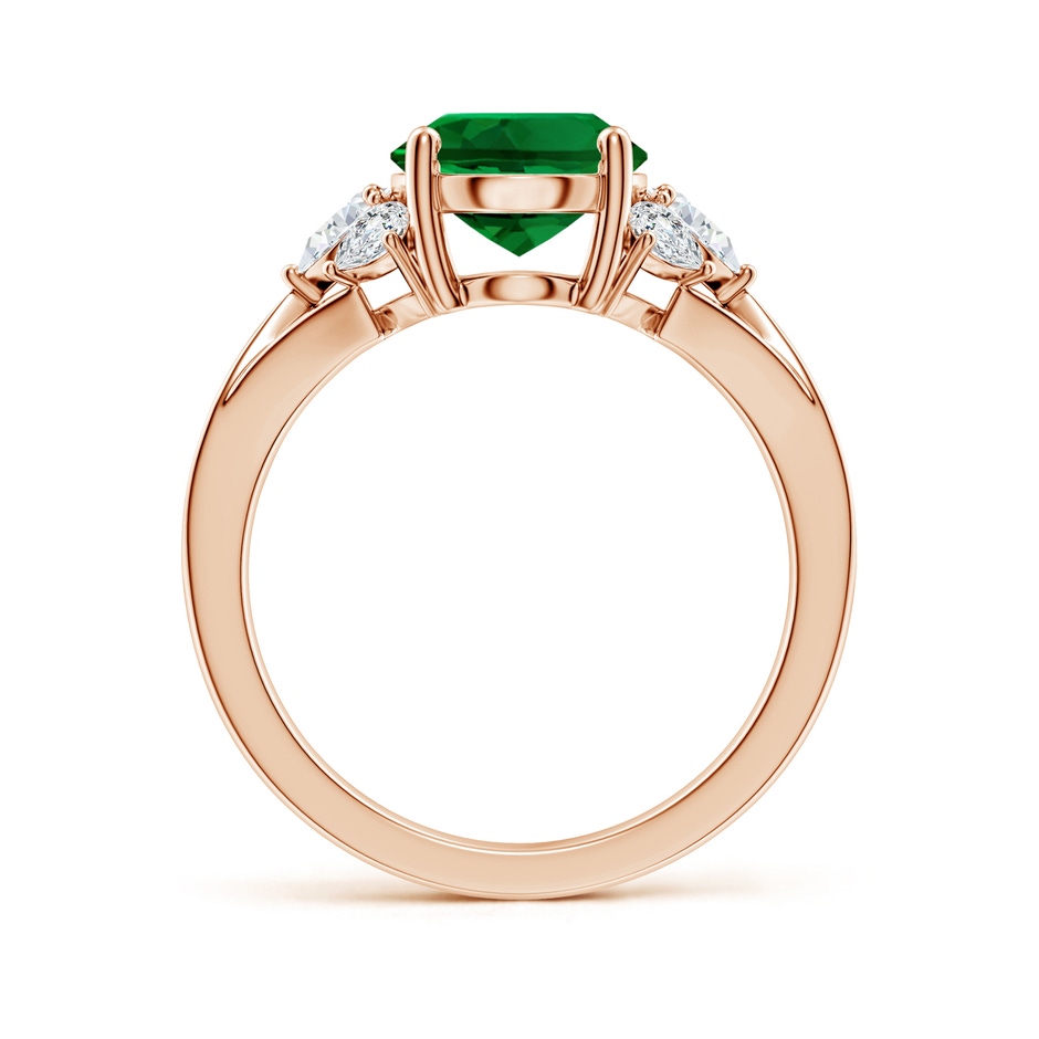 10x8mm Labgrown Lab-Grown Oval Emerald Engagement Ring with Lab Pear Diamonds in Rose Gold side 199