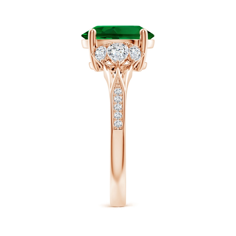 10x8mm Labgrown Lab-Grown Oval Emerald Engagement Ring with Lab Pear Diamonds in Rose Gold side 299