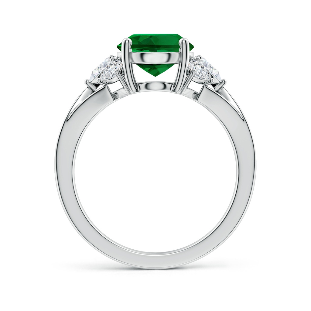 10x8mm Labgrown Lab-Grown Oval Emerald Engagement Ring with Lab Pear Diamonds in White Gold - side 199