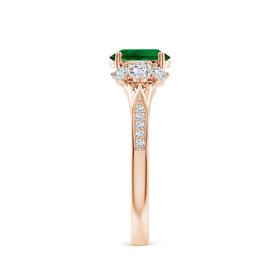 7x5mm Labgrown Lab-Grown Oval Emerald Engagement Ring with Lab Pear Diamonds in Rose Gold side 299
