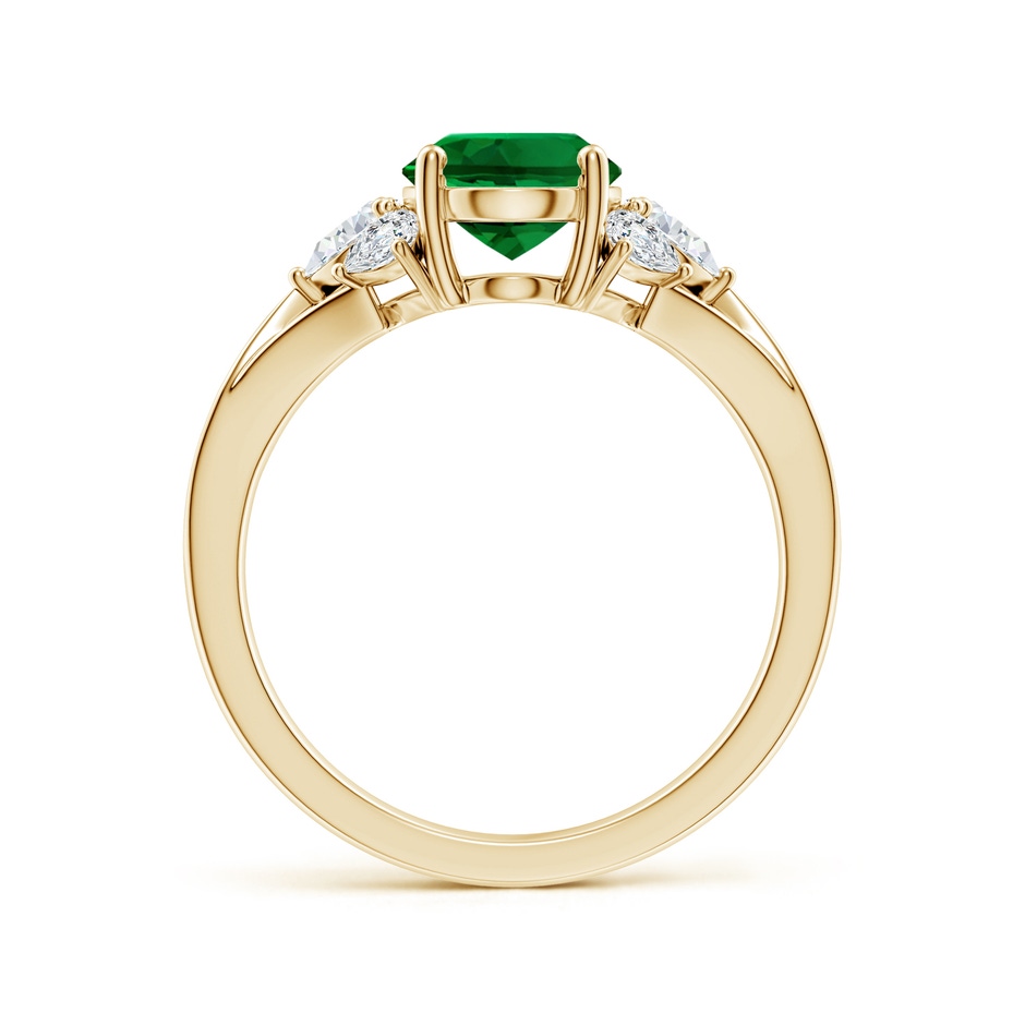 9x7mm Labgrown Lab-Grown Oval Emerald Engagement Ring with Lab Pear Diamonds in 9K Yellow Gold side 199