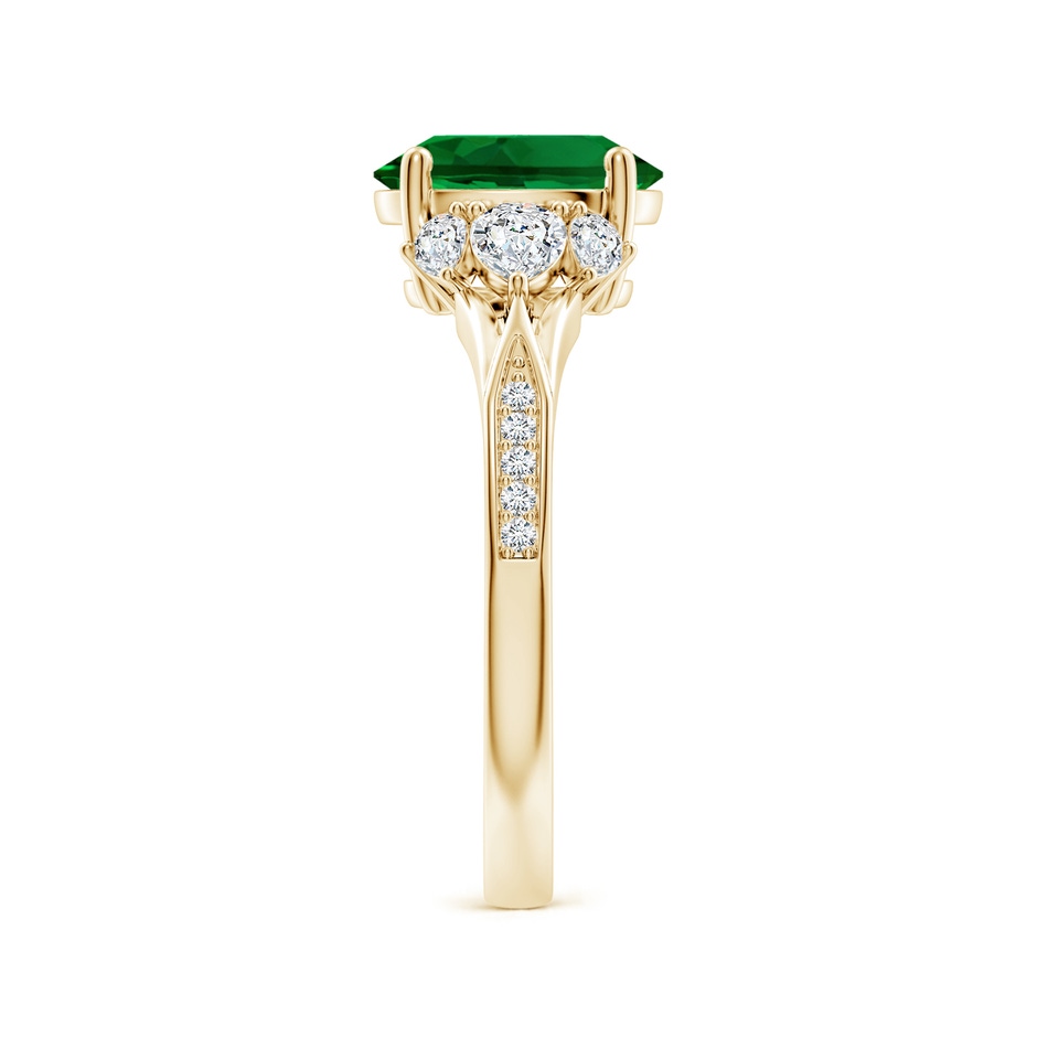 9x7mm Labgrown Lab-Grown Oval Emerald Engagement Ring with Lab Pear Diamonds in 9K Yellow Gold side 299