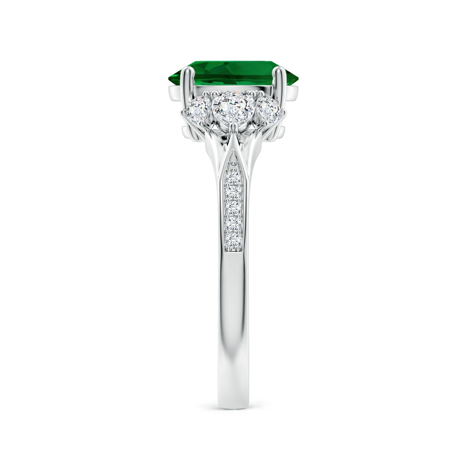 9x7mm Labgrown Lab-Grown Oval Emerald Engagement Ring with Lab Pear Diamonds in White Gold side 299