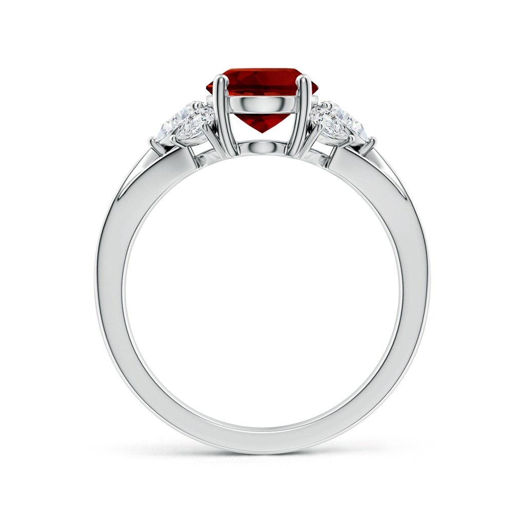 9x7mm Labgrown Lab-Grown Oval Ruby Engagement Ring with Lab Pear Diamonds in White Gold Side 199
