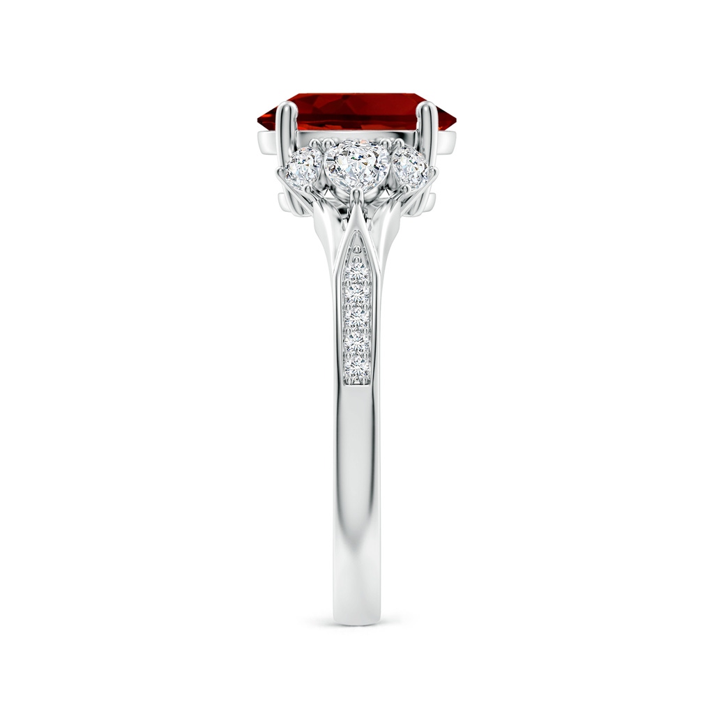 9x7mm Labgrown Lab-Grown Oval Ruby Engagement Ring with Lab Pear Diamonds in White Gold Side 299