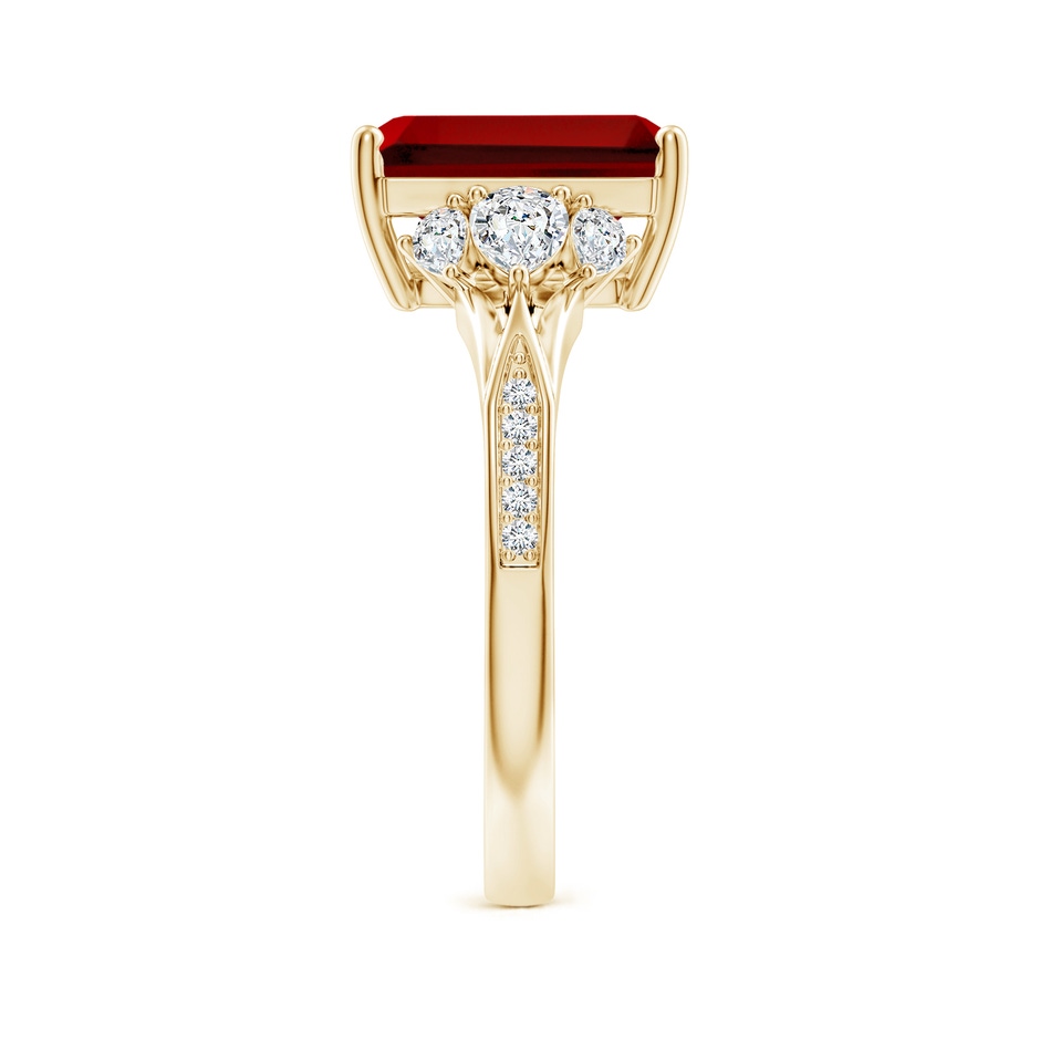 10x8mm Labgrown Lab-Grown Emerald-Cut Ruby Engagement Ring with Lab Pear Diamonds in Yellow Gold side 299