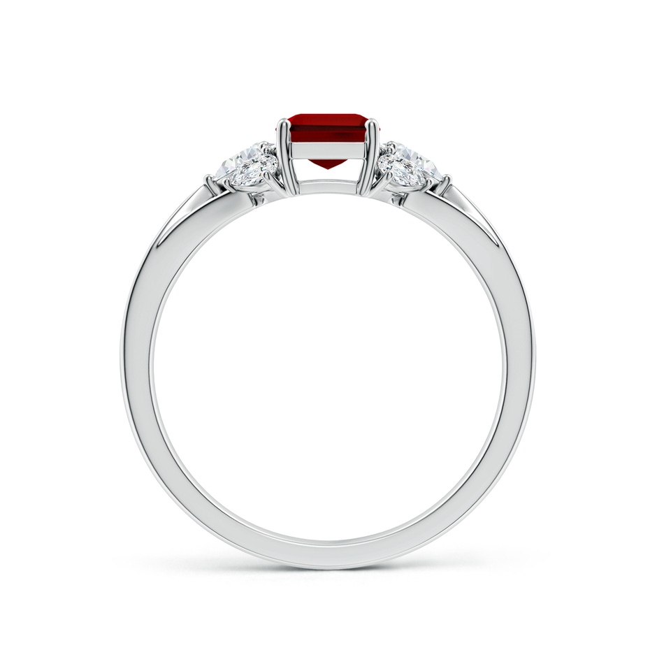 7x5mm Labgrown Lab-Grown Emerald-Cut Ruby Engagement Ring with Lab Pear Diamonds in 9K White Gold side 199