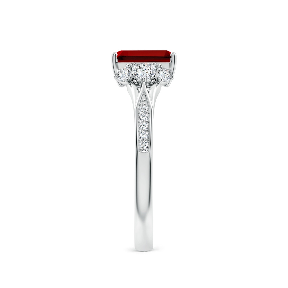 7x5mm Labgrown Lab-Grown Emerald-Cut Ruby Engagement Ring with Lab Pear Diamonds in 9K White Gold side 299