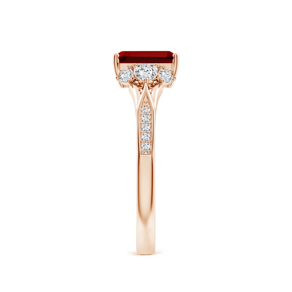 7x5mm Labgrown Lab-Grown Emerald-Cut Ruby Engagement Ring with Lab Pear Diamonds in Rose Gold side 299