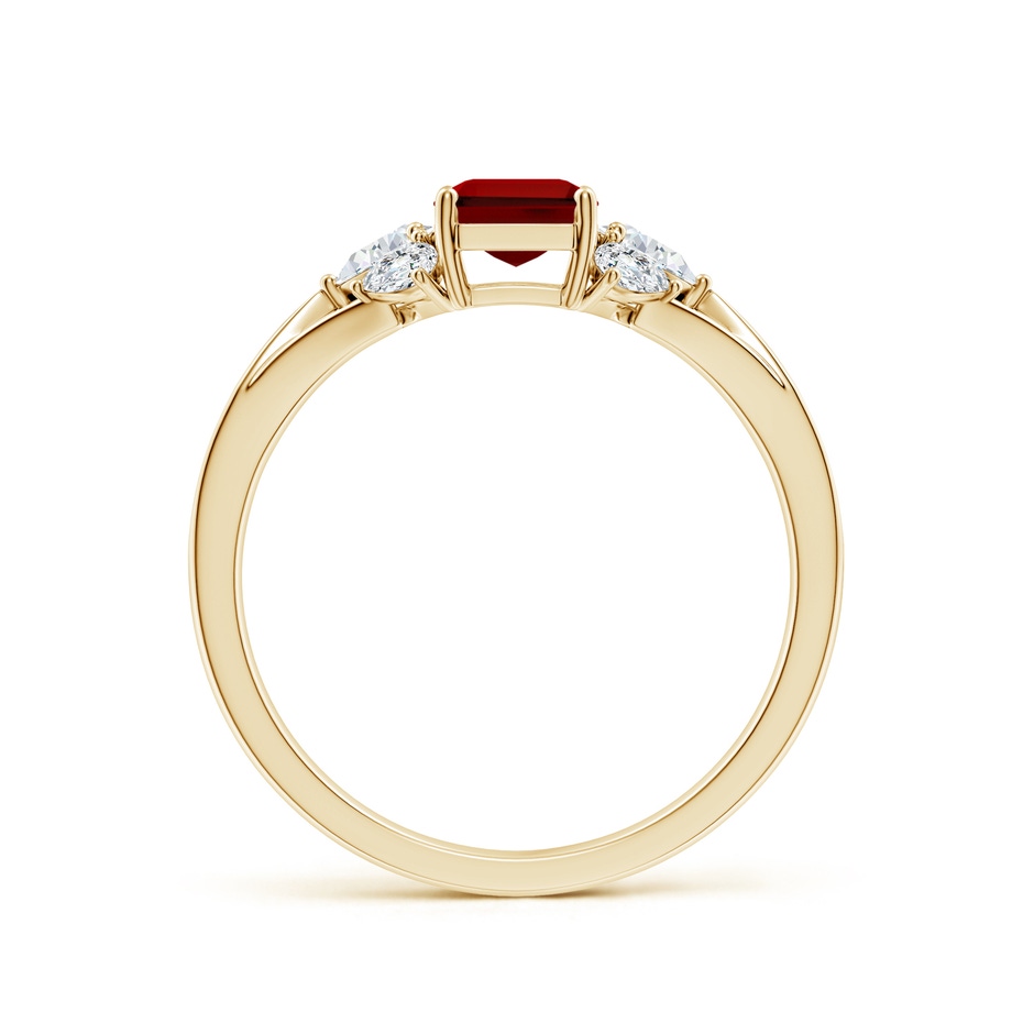 7x5mm Labgrown Lab-Grown Emerald-Cut Ruby Engagement Ring with Lab Pear Diamonds in Yellow Gold side 199