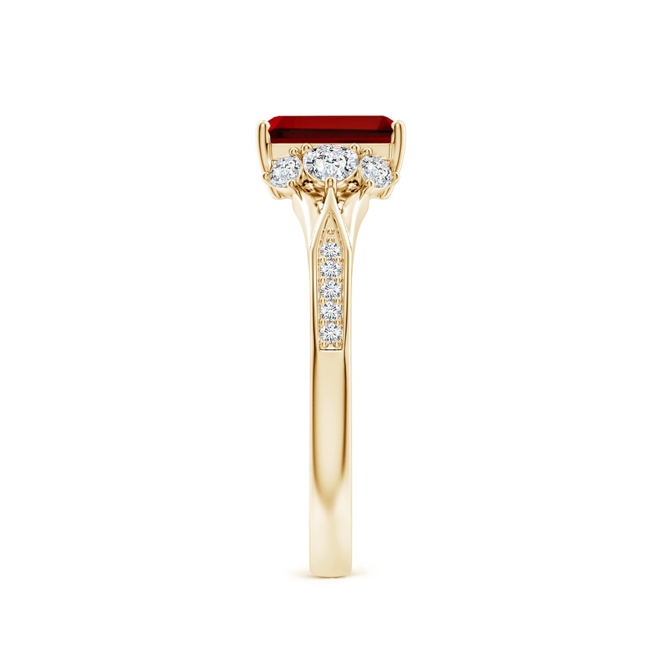 7x5mm Labgrown Lab-Grown Emerald-Cut Ruby Engagement Ring with Lab Pear Diamonds in Yellow Gold side 299