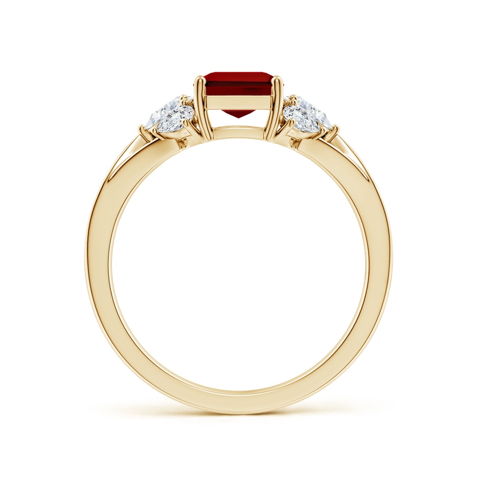 8x6mm Labgrown Lab-Grown Emerald-Cut Ruby Engagement Ring with Lab Pear Diamonds in Yellow Gold side 199