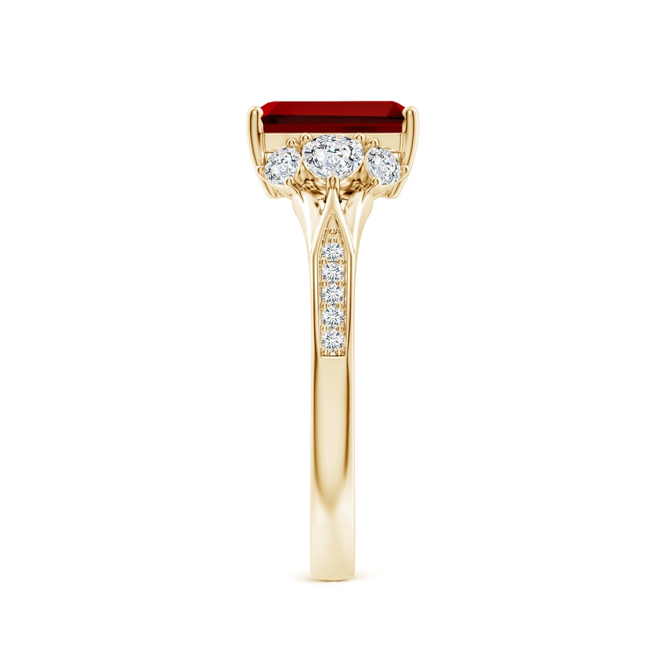 8x6mm Labgrown Lab-Grown Emerald-Cut Ruby Engagement Ring with Lab Pear Diamonds in Yellow Gold side 299