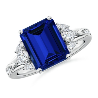 Emerald Cut Lab-Grown Lab Grown Blue Sapphire