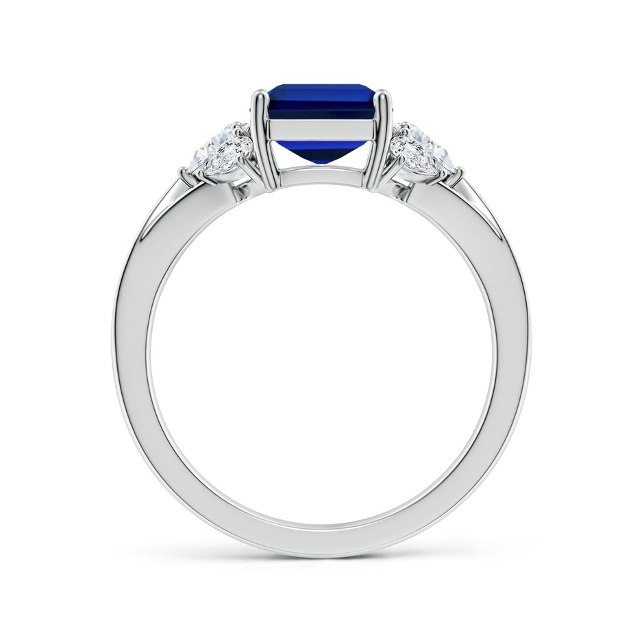 Lab-Grown Emerald-Cut Blue Sapphire Engagement Ring with Lab Pear Diamonds