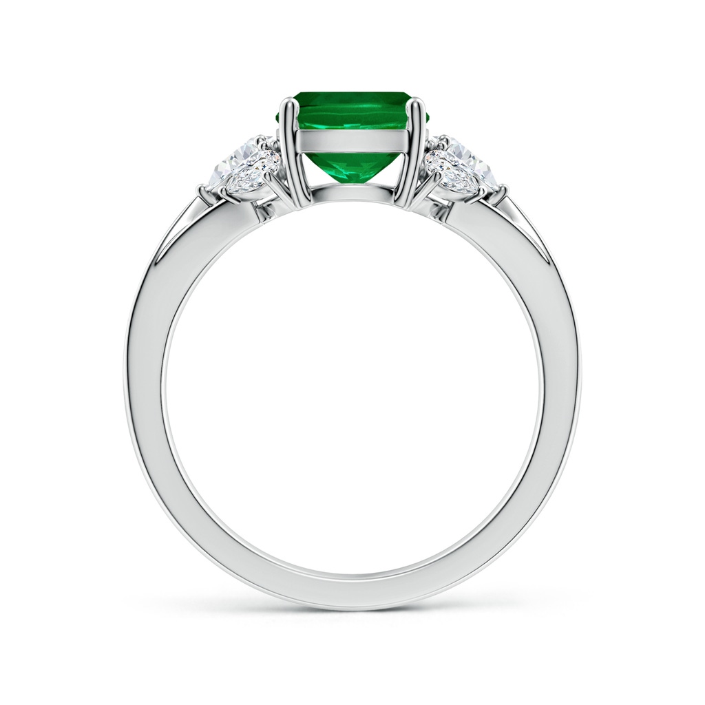 9x7mm Labgrown Lab-Grown Cushion Rectangular Emerald Engagement Ring with Lab Pear Diamonds in White Gold Side 199