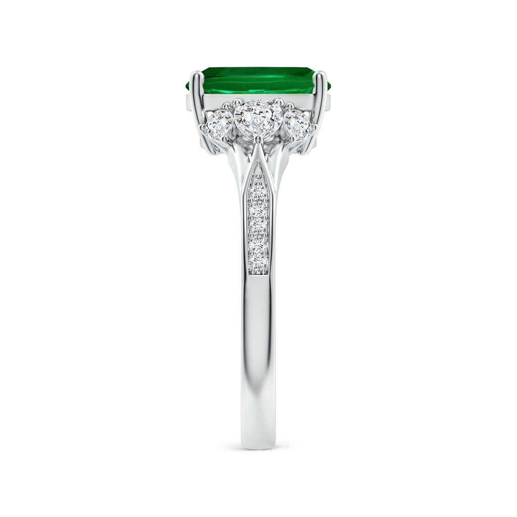 9x7mm Labgrown Lab-Grown Cushion Rectangular Emerald Engagement Ring with Lab Pear Diamonds in White Gold Side 299