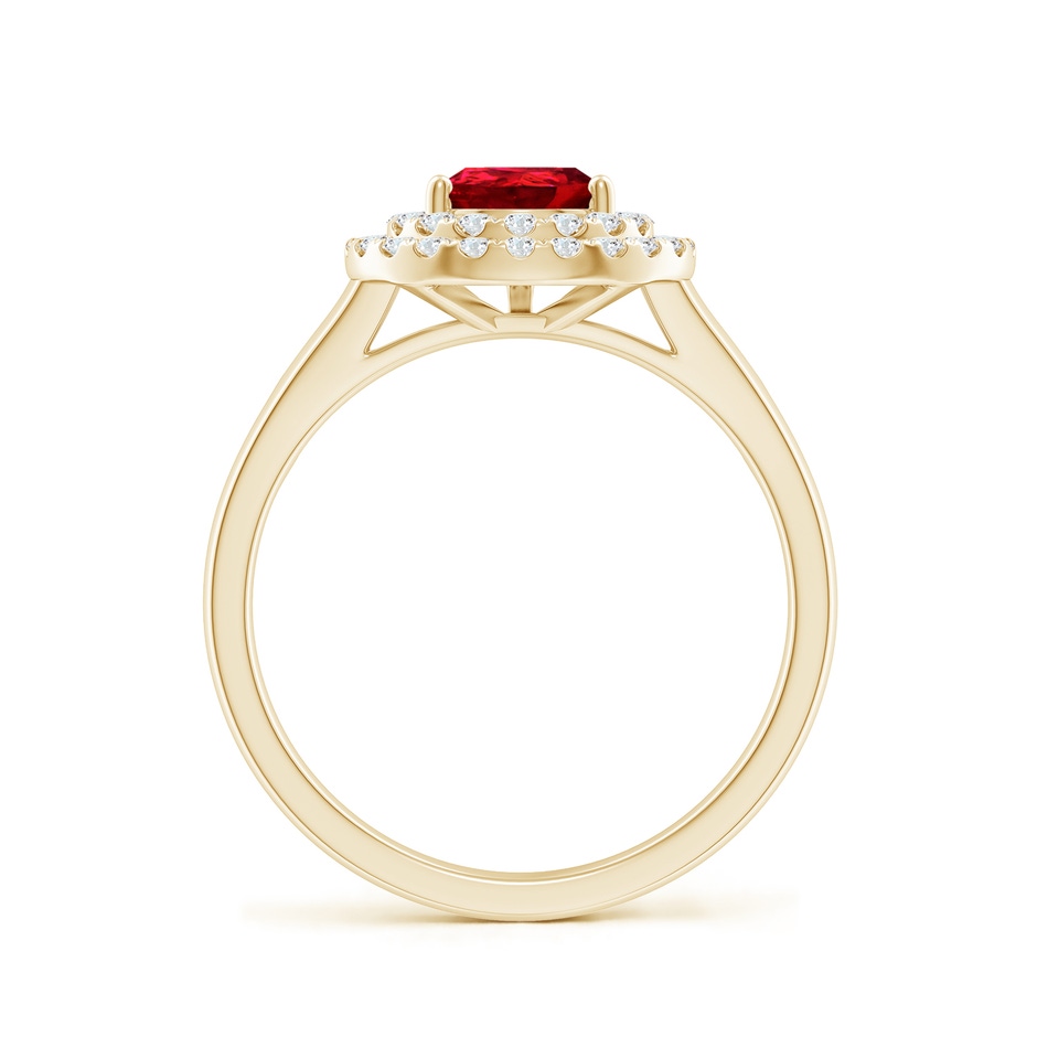 8x6mm Labgrown Lab-Grown Pear-Shaped Ruby Double Halo Engagement Ring in Yellow Gold side 199