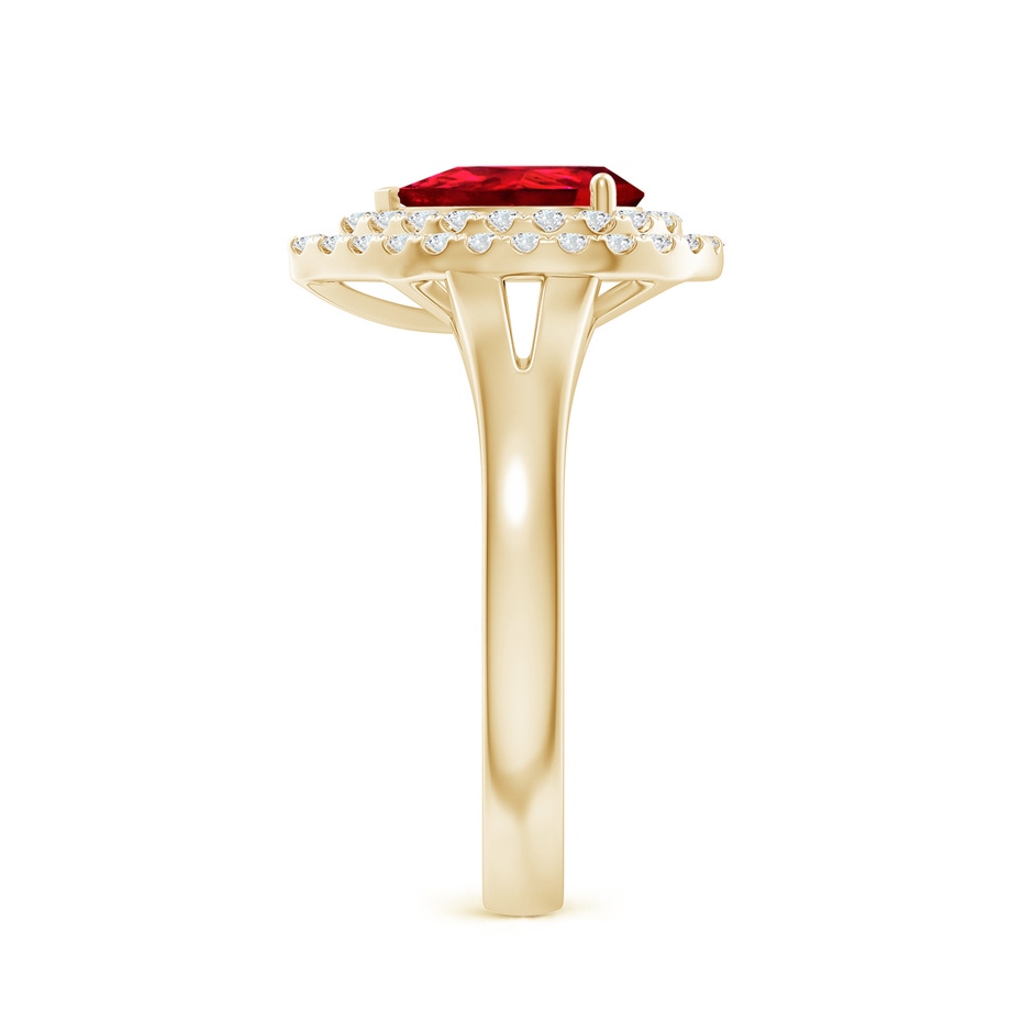 8x6mm Labgrown Lab-Grown Pear-Shaped Ruby Double Halo Engagement Ring in Yellow Gold side 299