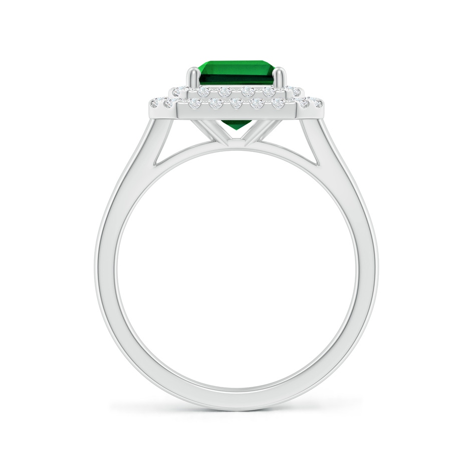 9x7mm Labgrown Lab-Grown Emerald-Cut Emerald Double Halo Engagement Ring in White Gold side 199