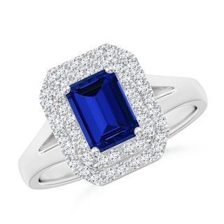 Emerald Cut Lab-Grown Lab Grown Blue Sapphire