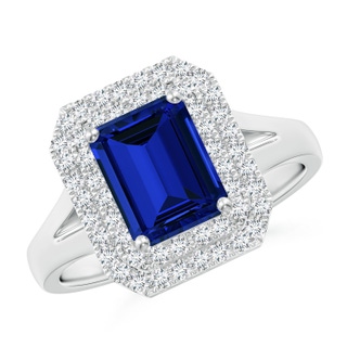 Emerald Cut Lab-Grown Lab Grown Blue Sapphire