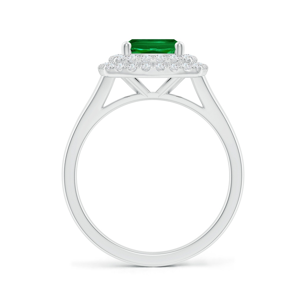 9x7mm Labgrown Lab-Grown Cushion Rectangular Emerald Double Halo Engagement Ring in White Gold Side 199