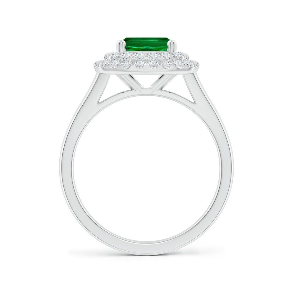 9x7mm Labgrown Lab-Grown Cushion Rectangular Emerald Double Halo Engagement Ring in White Gold side 199