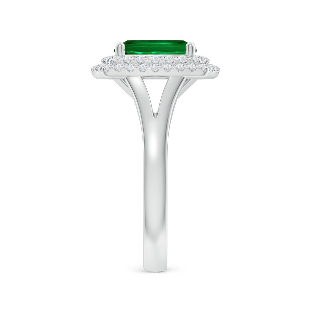 9x7mm Labgrown Lab-Grown Cushion Rectangular Emerald Double Halo Engagement Ring in White Gold Side 299