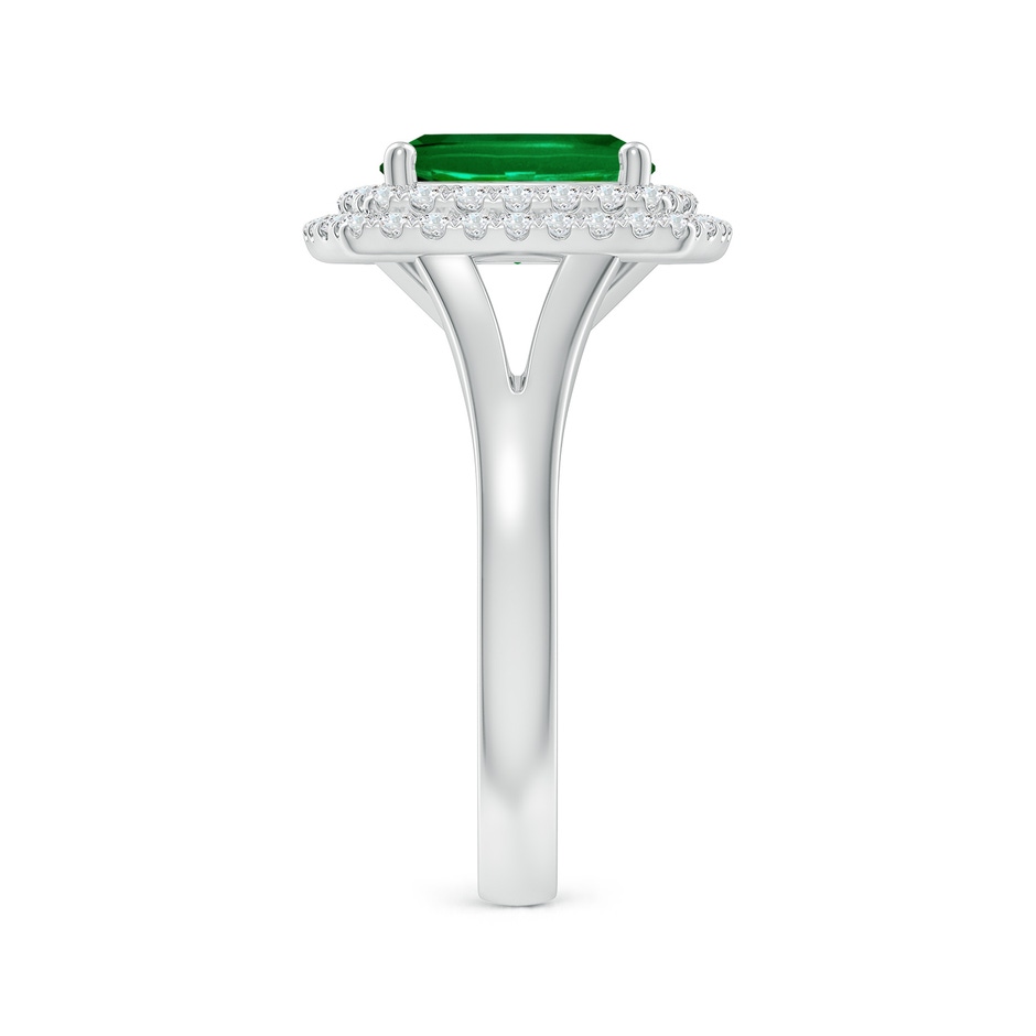 9x7mm Labgrown Lab-Grown Cushion Rectangular Emerald Double Halo Engagement Ring in White Gold side 299